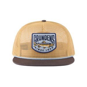 Grundens Trout Patch Mesh Trucker in Whiskey and Dark Brown